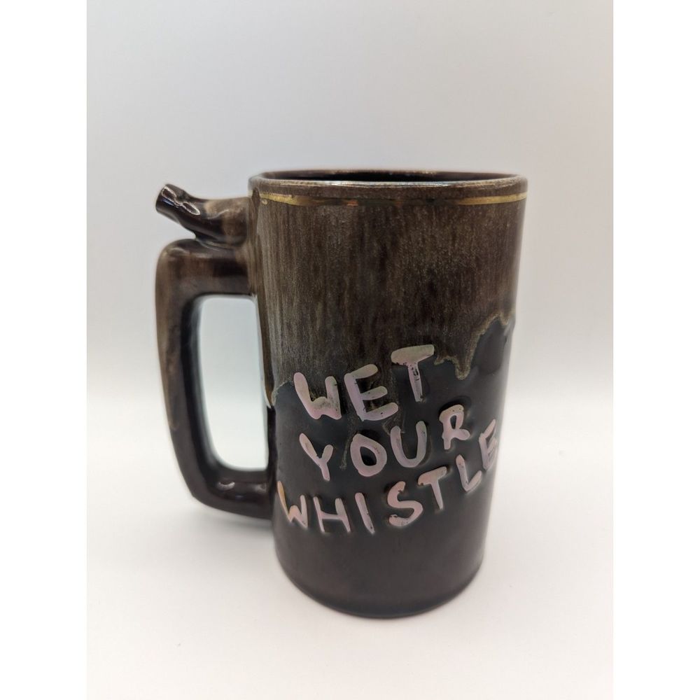 Vintage Wet Your Whistle Whistle For Your Beer Whistling Beer Mug